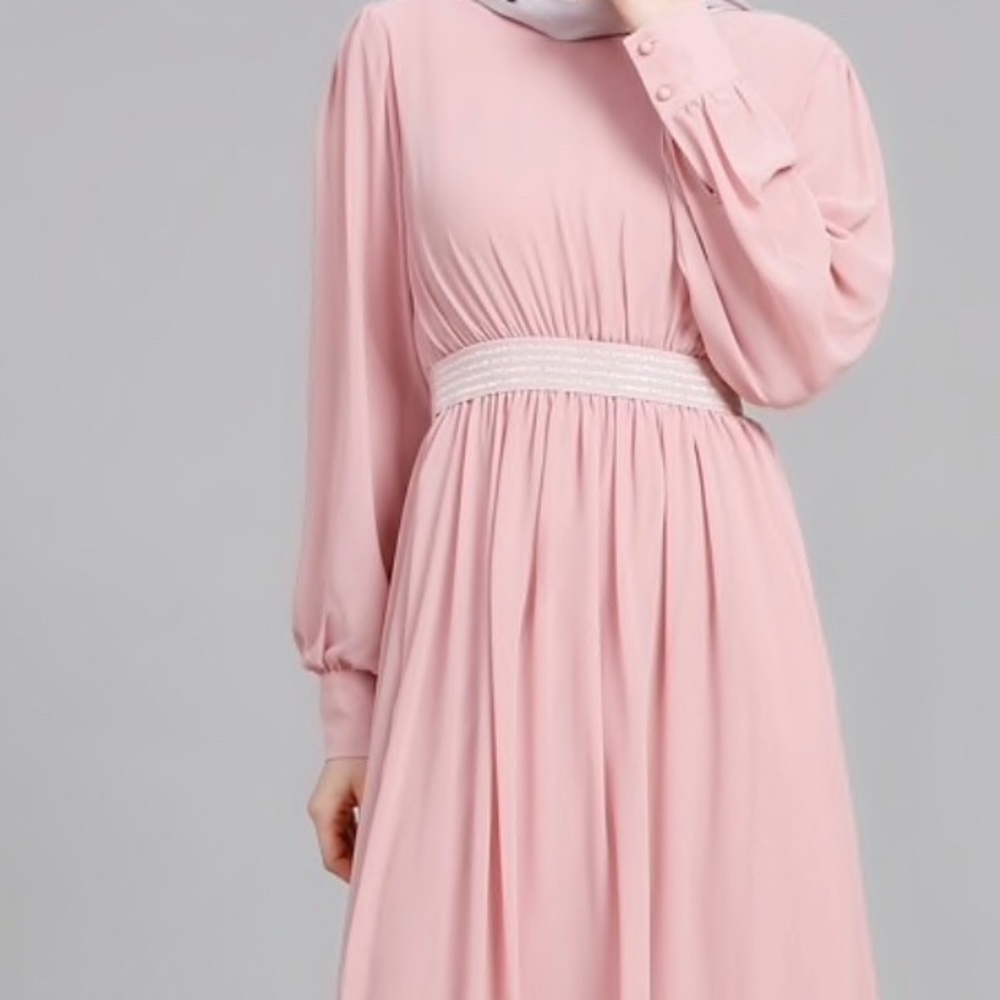 ((Sold out)) Pink long sleeve maxi dress abaya - Picture 2 of 2
